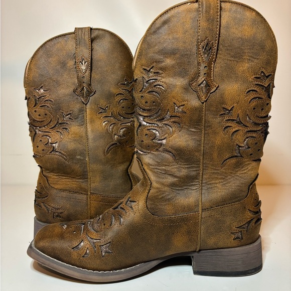 Roper Women's Sz 8 Kennedy Western Boot Broad Square Toe 09-021-1903-2583 Brown - Picture 4 of 8